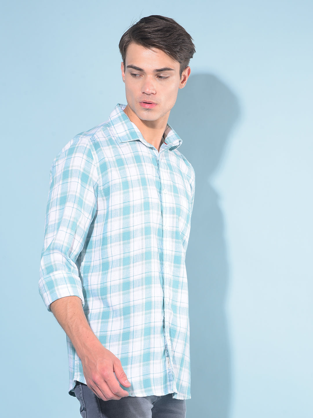 Green Tartan Check Linen Shirt-Men Shirts-Crimsoune Club