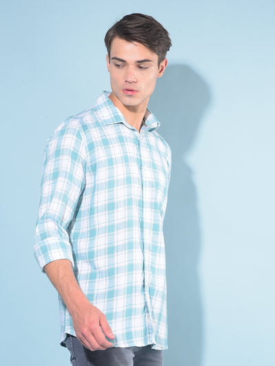 Green Tartan Check Linen Shirt-Men Shirts-Crimsoune Club
