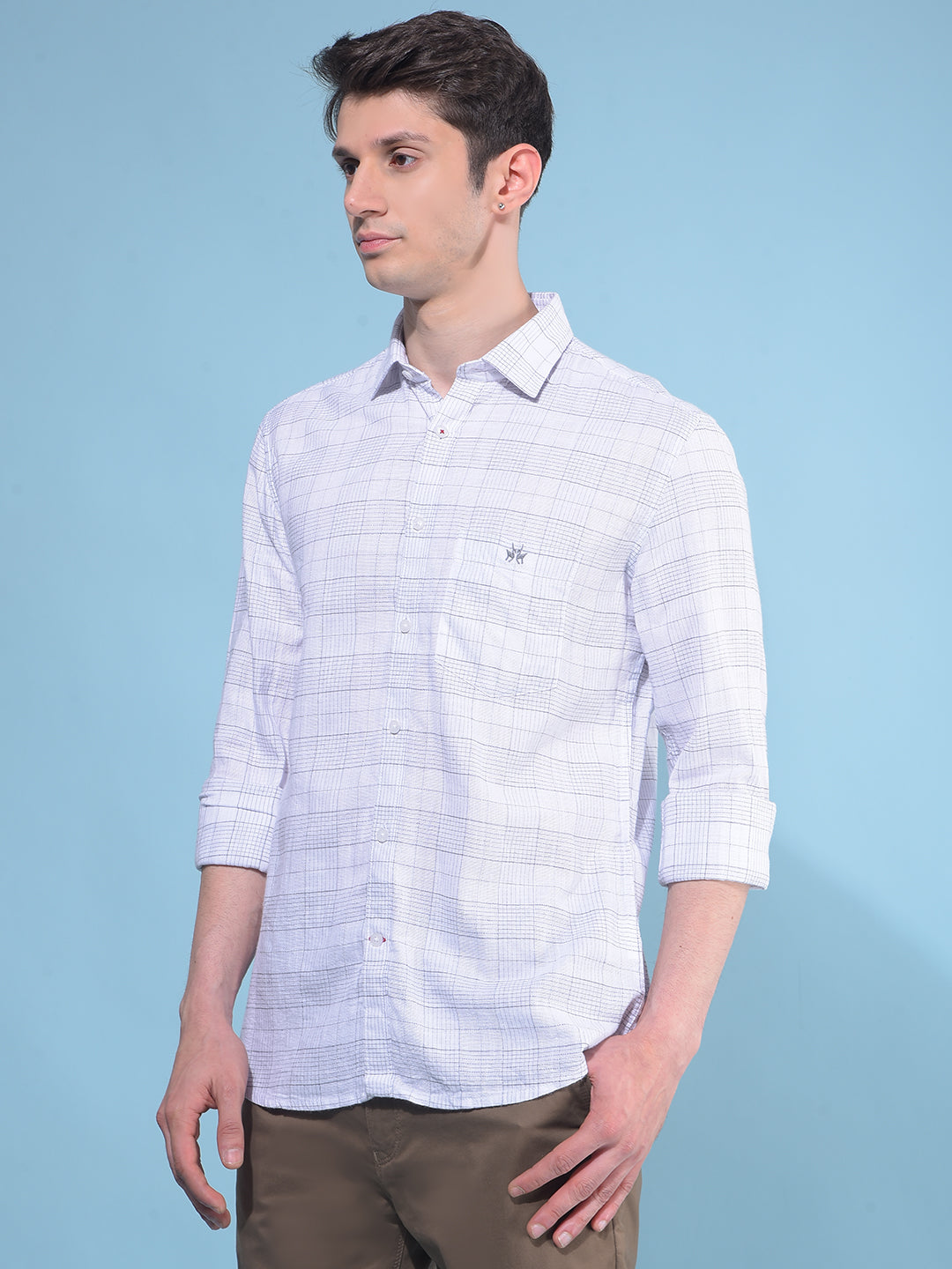 White Tartan Check 100% Cotton Shirt-Men Shirts-Crimsoune Club