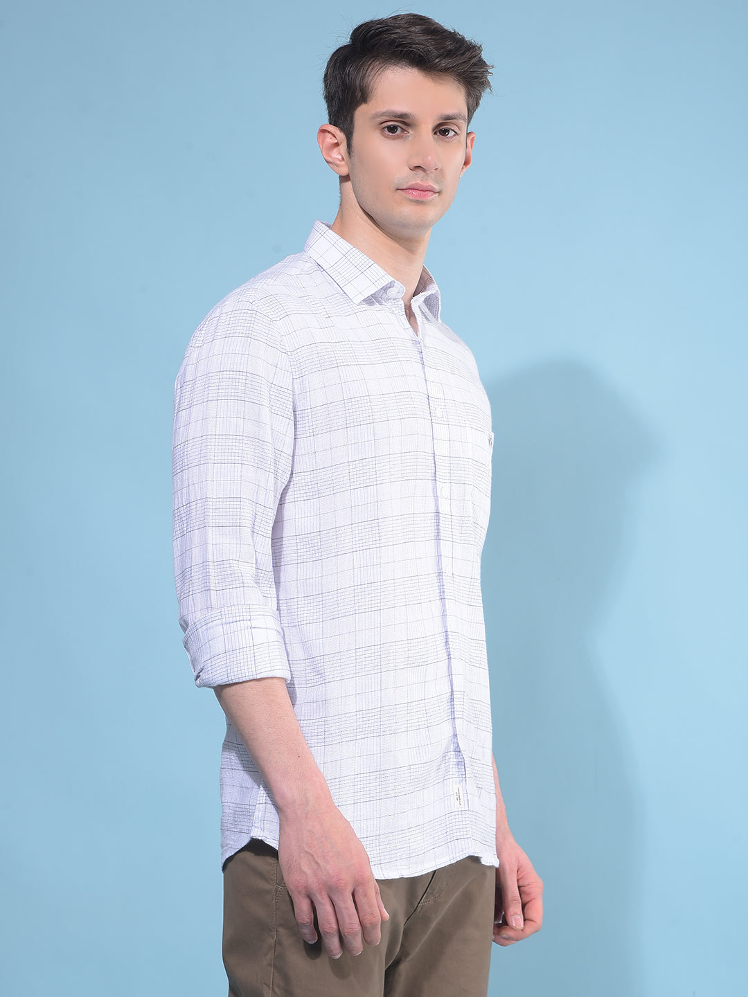 White Tartan Check 100% Cotton Shirt-Men Shirts-Crimsoune Club