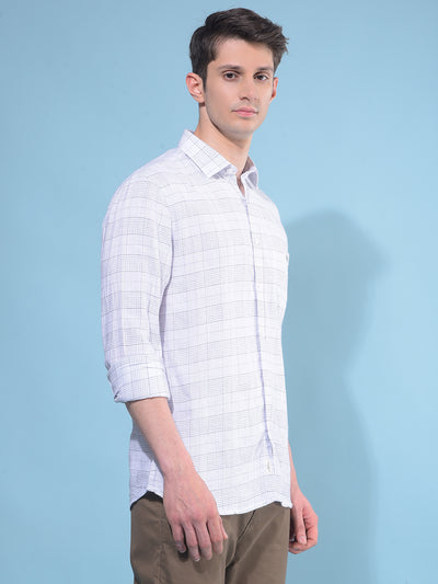 White Tartan Check 100% Cotton Shirt-Men Shirts-Crimsoune Club