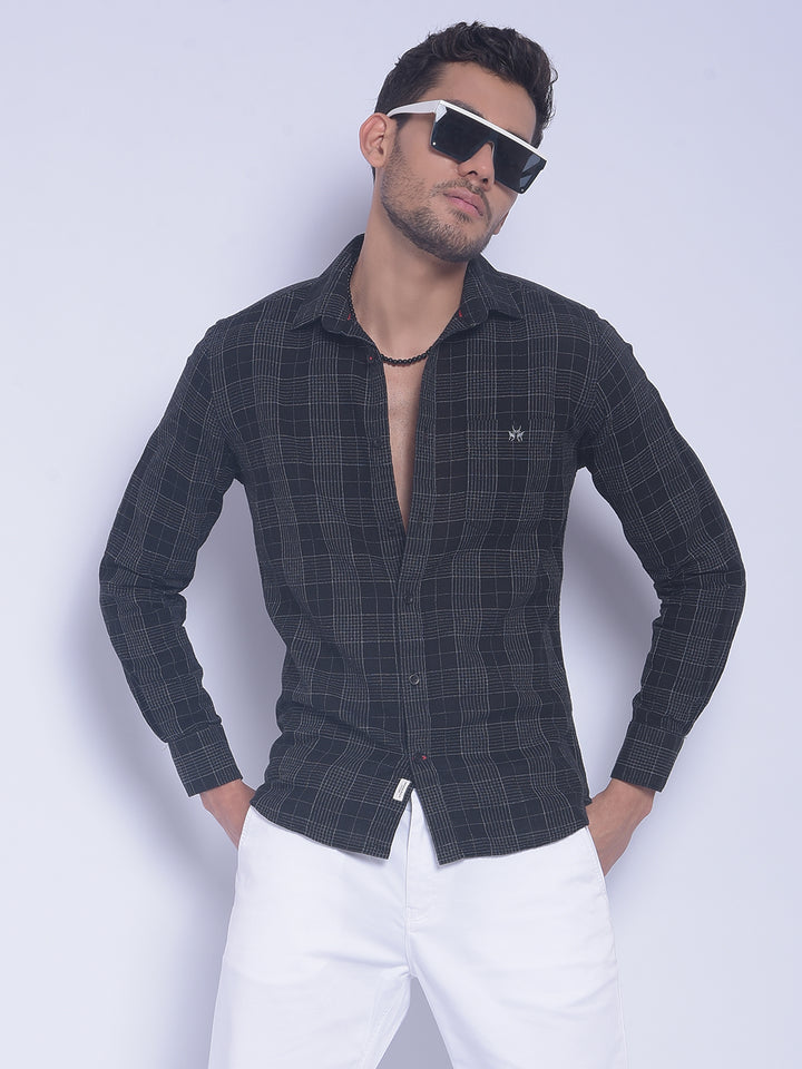 Black Checked Shirt-Men Shirts-Crimsoune Club