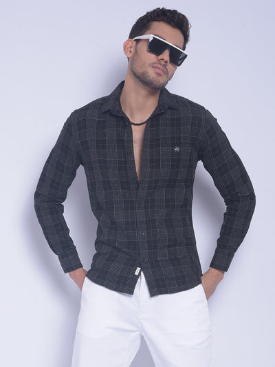 Black Checked Shirt-Men Shirts-Crimsoune Club