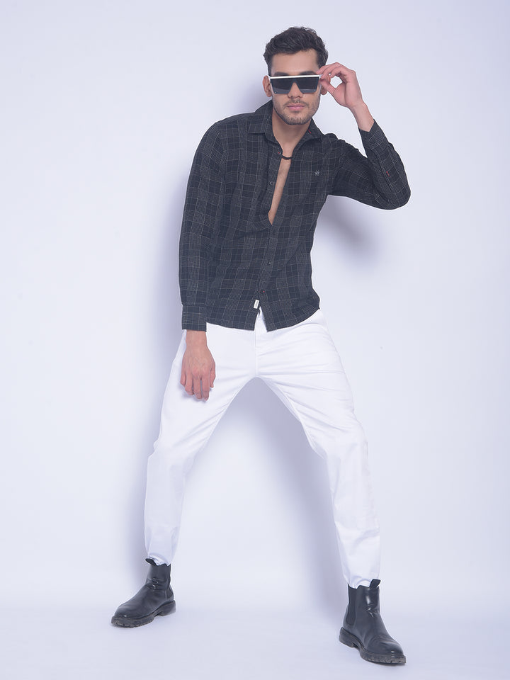 Black Checked Shirt-Men Shirts-Crimsoune Club