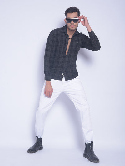 Black Checked Shirt-Men Shirts-Crimsoune Club