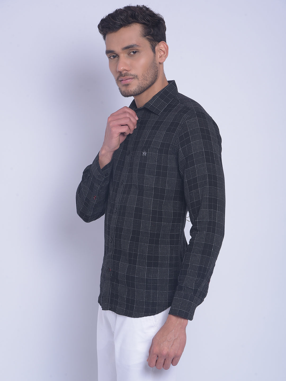 Black Checked Shirt-Men Shirts-Crimsoune Club