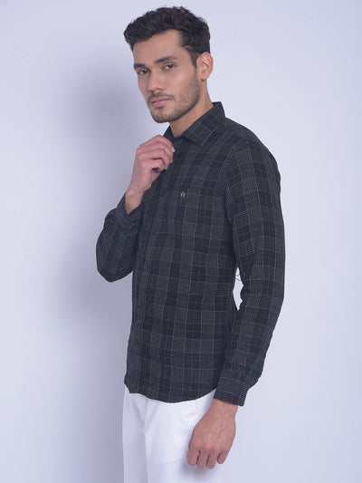 Black Checked Shirt-Men Shirts-Crimsoune Club