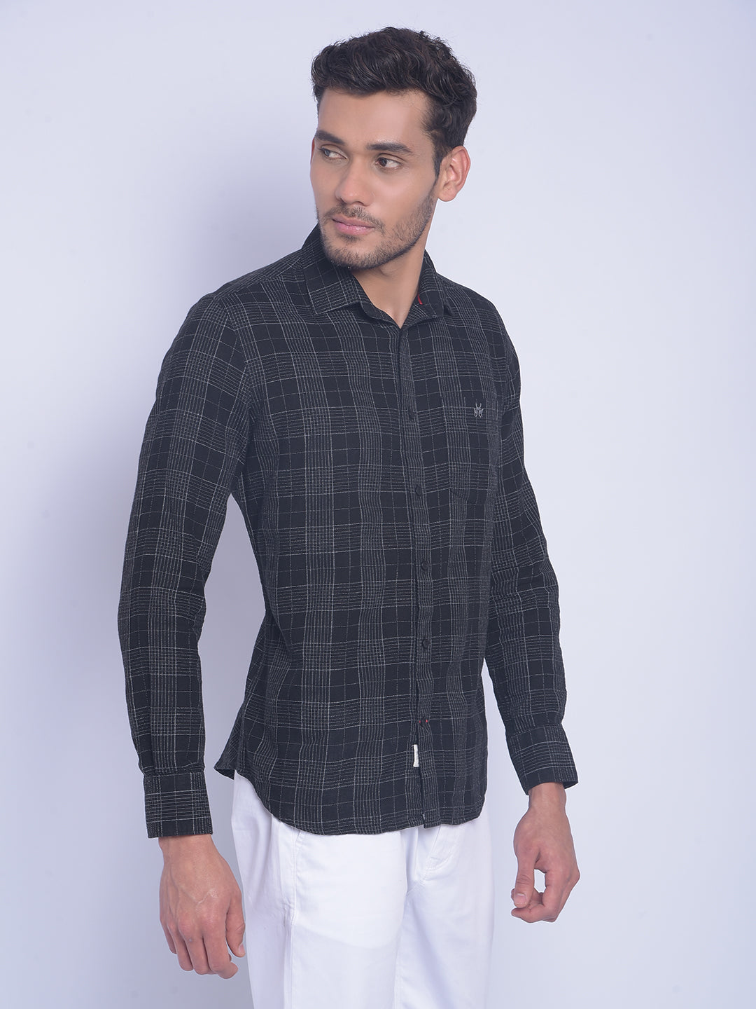 Black Checked Shirt-Men Shirts-Crimsoune Club