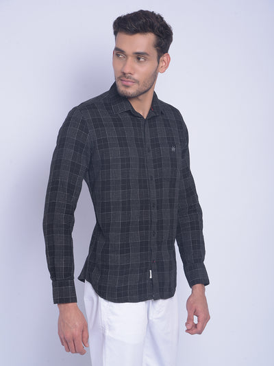 Black Checked Shirt-Men Shirts-Crimsoune Club