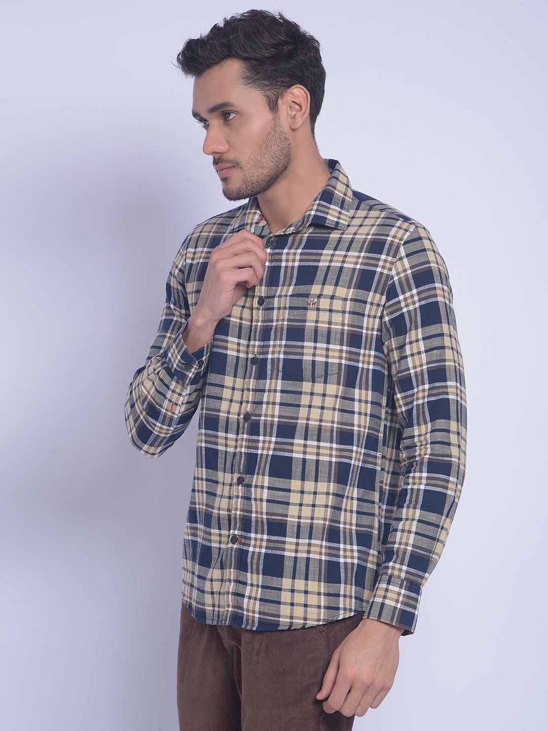 Brown Checked Shirt-Men Shirts-Crimsoune Club