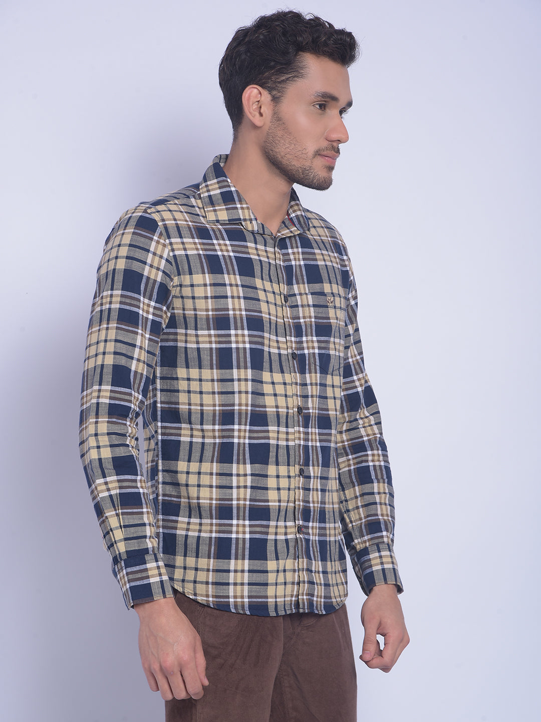 Brown Checked Shirt-Men Shirts-Crimsoune Club