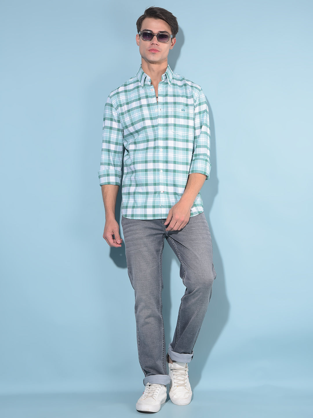 Green Tartan Check 100% Cotton Shirt-Men Shirts-Crimsoune Club