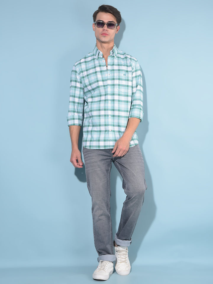 Green Tartan Check 100% Cotton Shirt-Men Shirts-Crimsoune Club