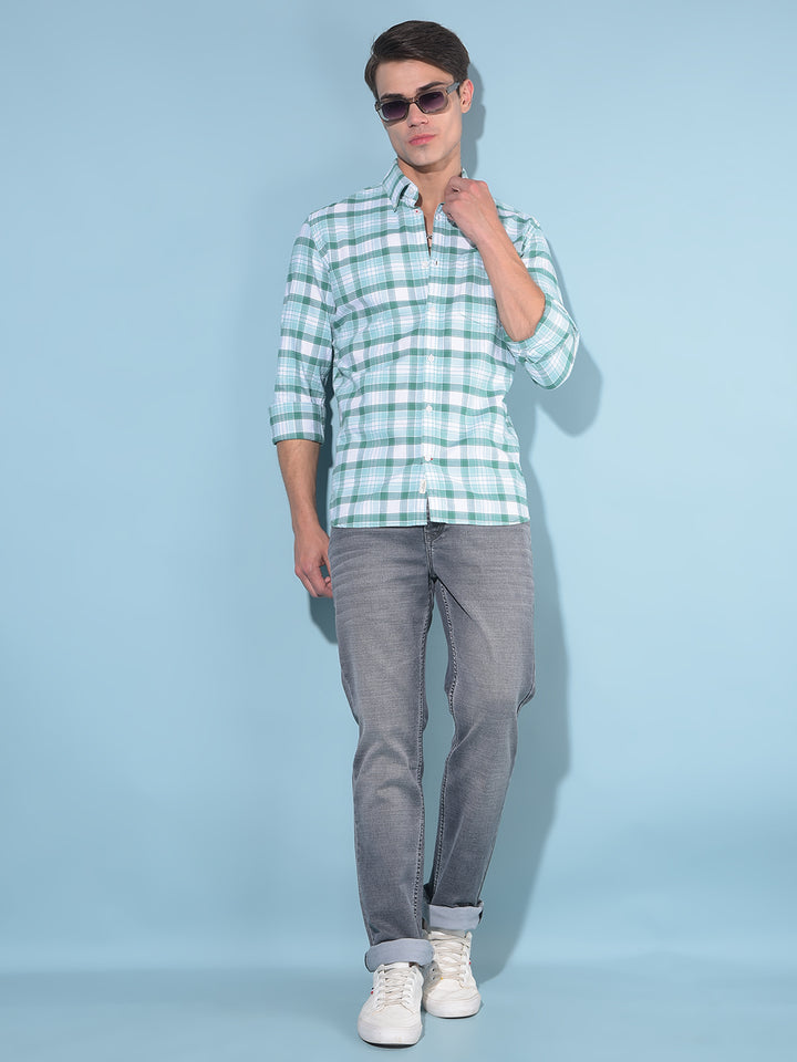 Green Tartan Check 100% Cotton Shirt-Men Shirts-Crimsoune Club