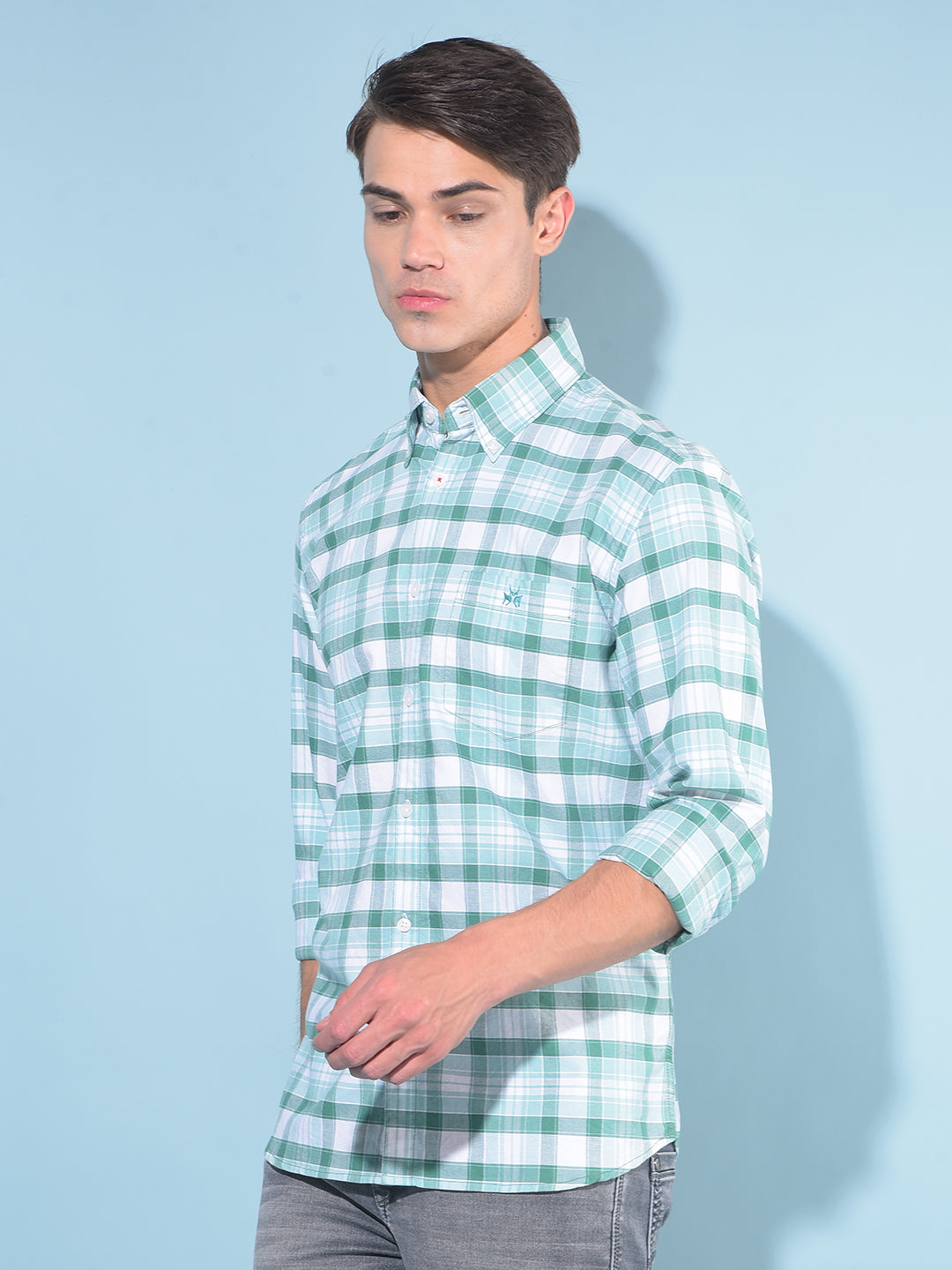 Green Tartan Check 100% Cotton Shirt-Men Shirts-Crimsoune Club