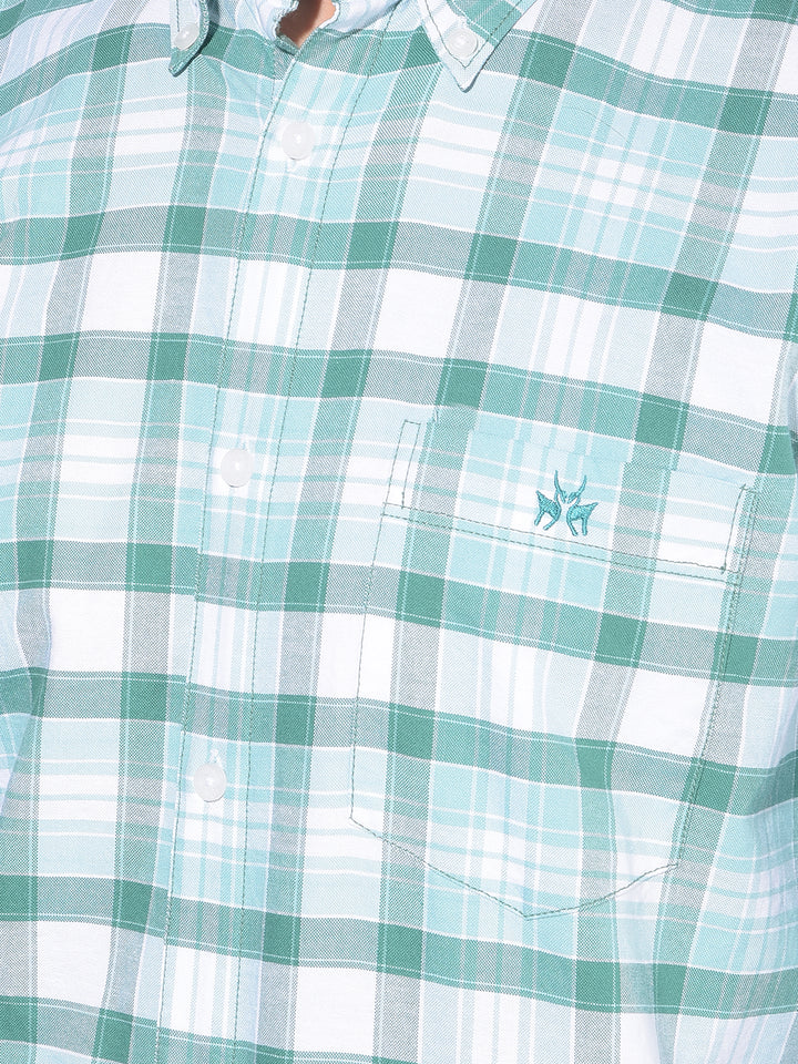 Green Tartan Check 100% Cotton Shirt-Men Shirts-Crimsoune Club