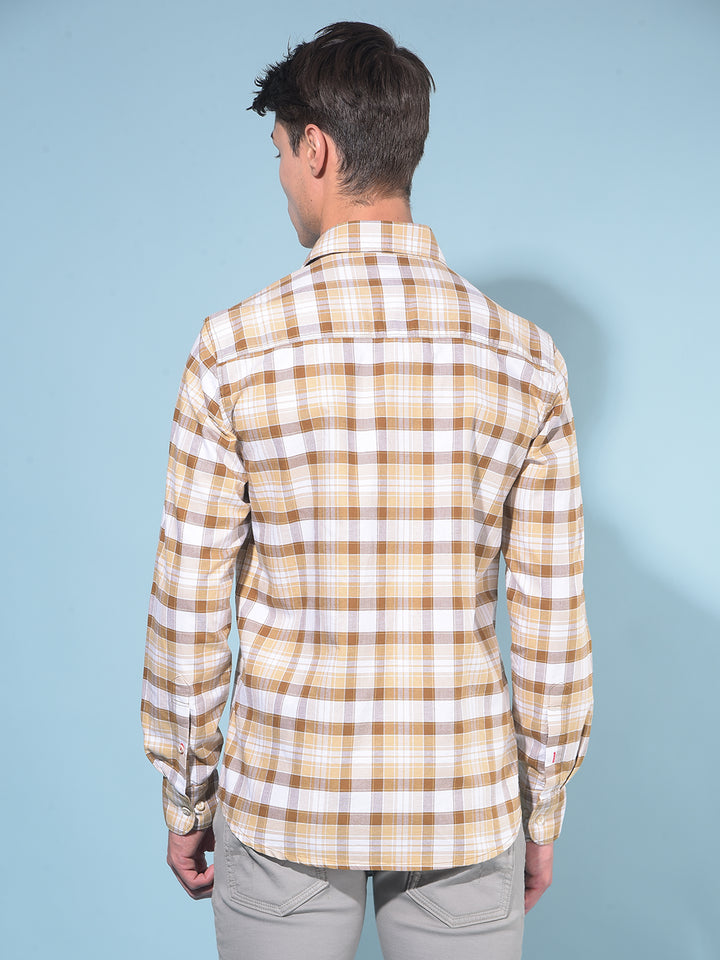 Brown Tartan Check 100% Cotton Shirt-Men Shirts-Crimsoune Club