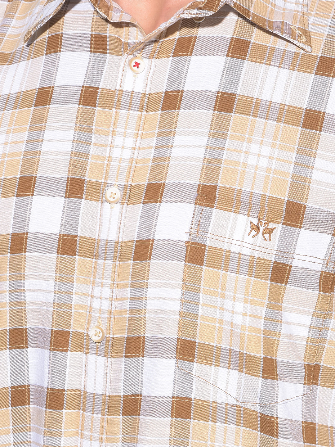 Brown Tartan Check 100% Cotton Shirt-Men Shirts-Crimsoune Club