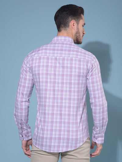 Purple Tartan Check 100% Cotton Shirt-Men Shirts-Crimsoune Club