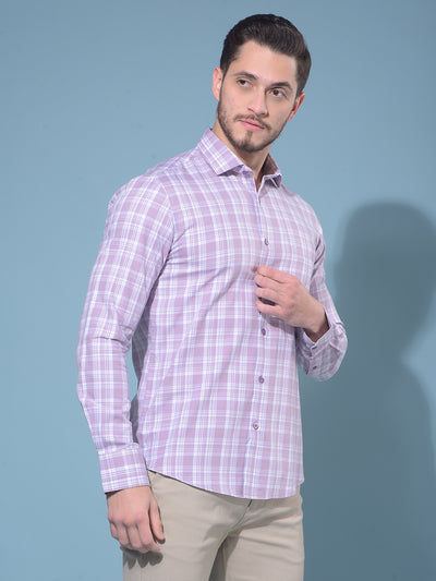 Purple Tartan Check 100% Cotton Shirt-Men Shirts-Crimsoune Club