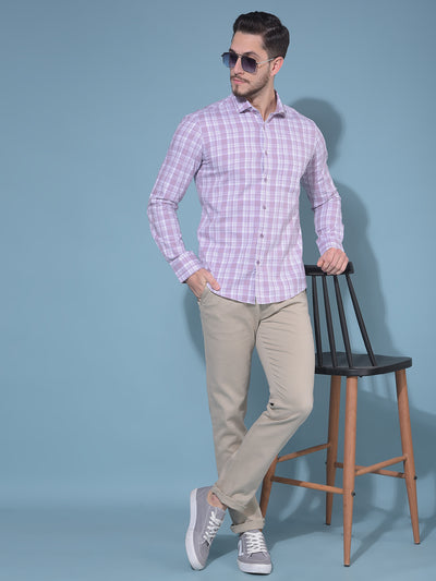 Purple Tartan Check 100% Cotton Shirt-Men Shirts-Crimsoune Club