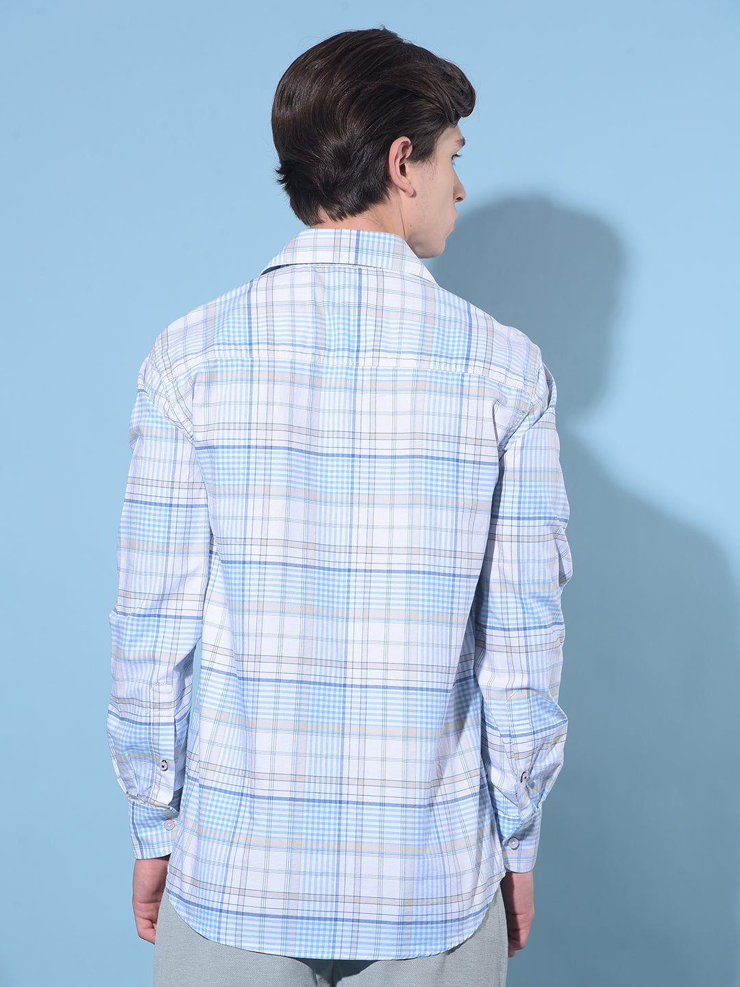 Blue Tartan Check 100% Cotton Shirt-Men Shirts-Crimsoune Club