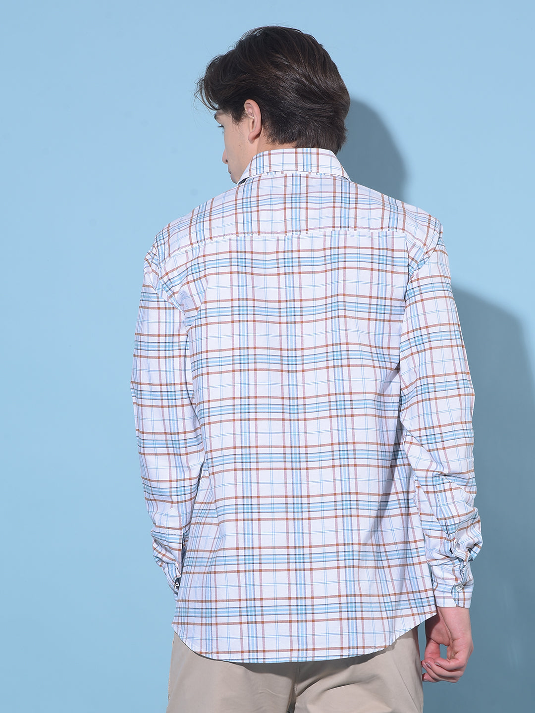 Brown Tartan Check 100% Cotton Shirt-Men Shirts-Crimsoune Club