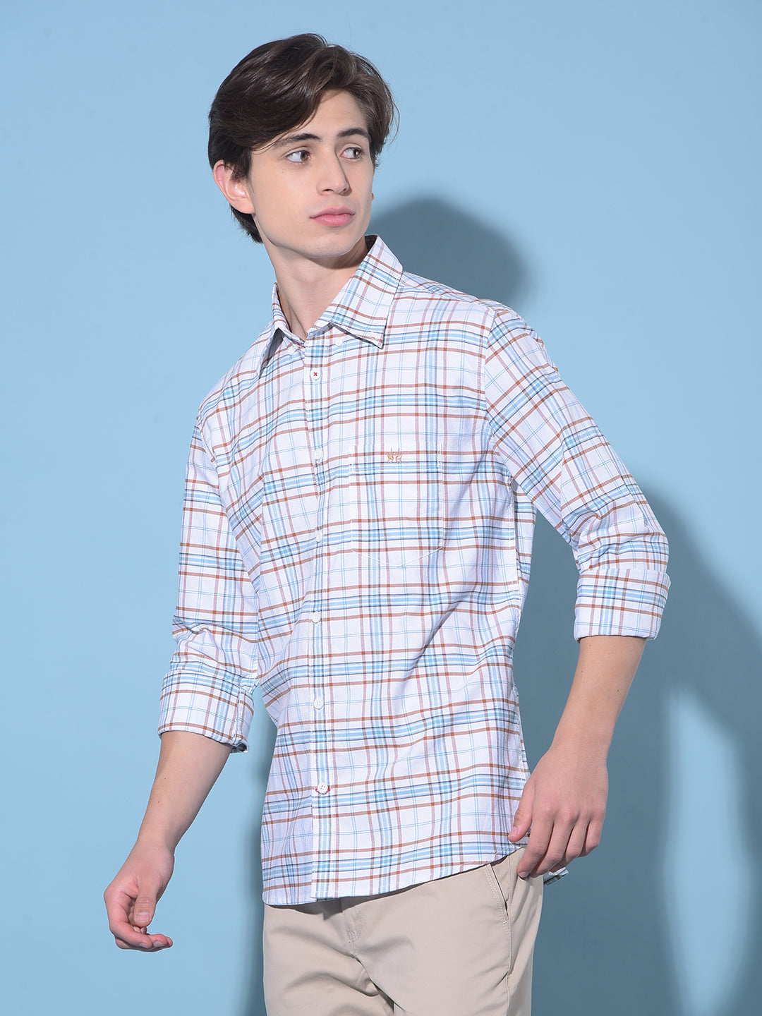 Brown Tartan Check 100% Cotton Shirt-Men Shirts-Crimsoune Club