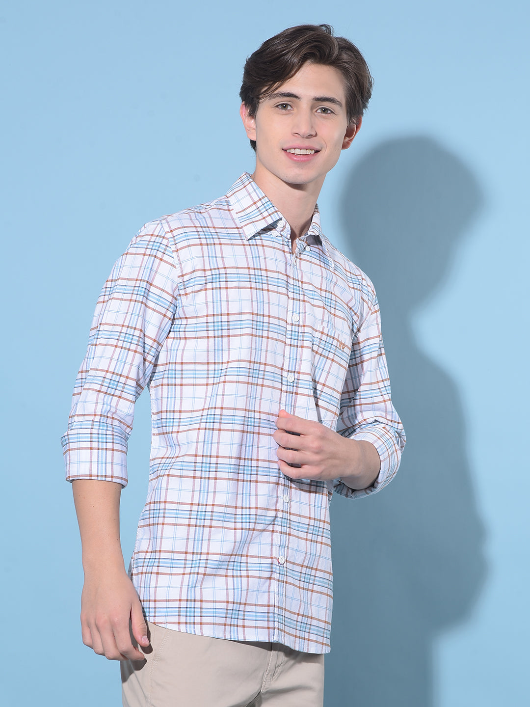 Brown Tartan Check 100% Cotton Shirt-Men Shirts-Crimsoune Club