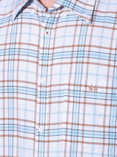 Brown Tartan Check 100% Cotton Shirt-Men Shirts-Crimsoune Club