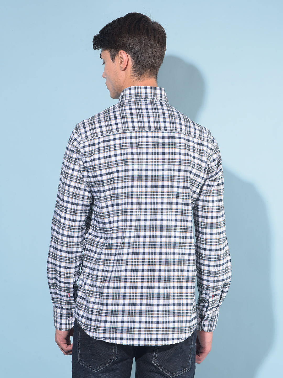 Blue Tartan Check 100% Cotton Shirt-Men Shirts-Crimsoune Club