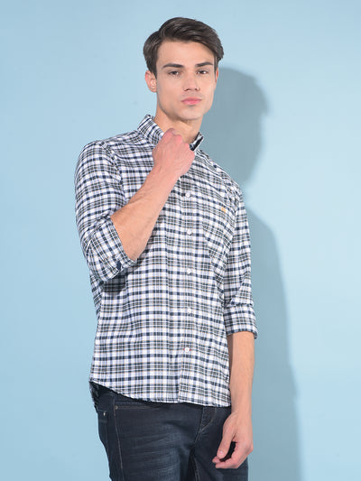 Blue Tartan Check 100% Cotton Shirt-Men Shirts-Crimsoune Club