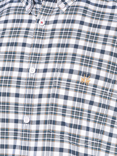 Blue Tartan Check 100% Cotton Shirt-Men Shirts-Crimsoune Club