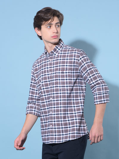 Maroon Tartan Check 100% Cotton Shirt-Men Shirts-Crimsoune Club