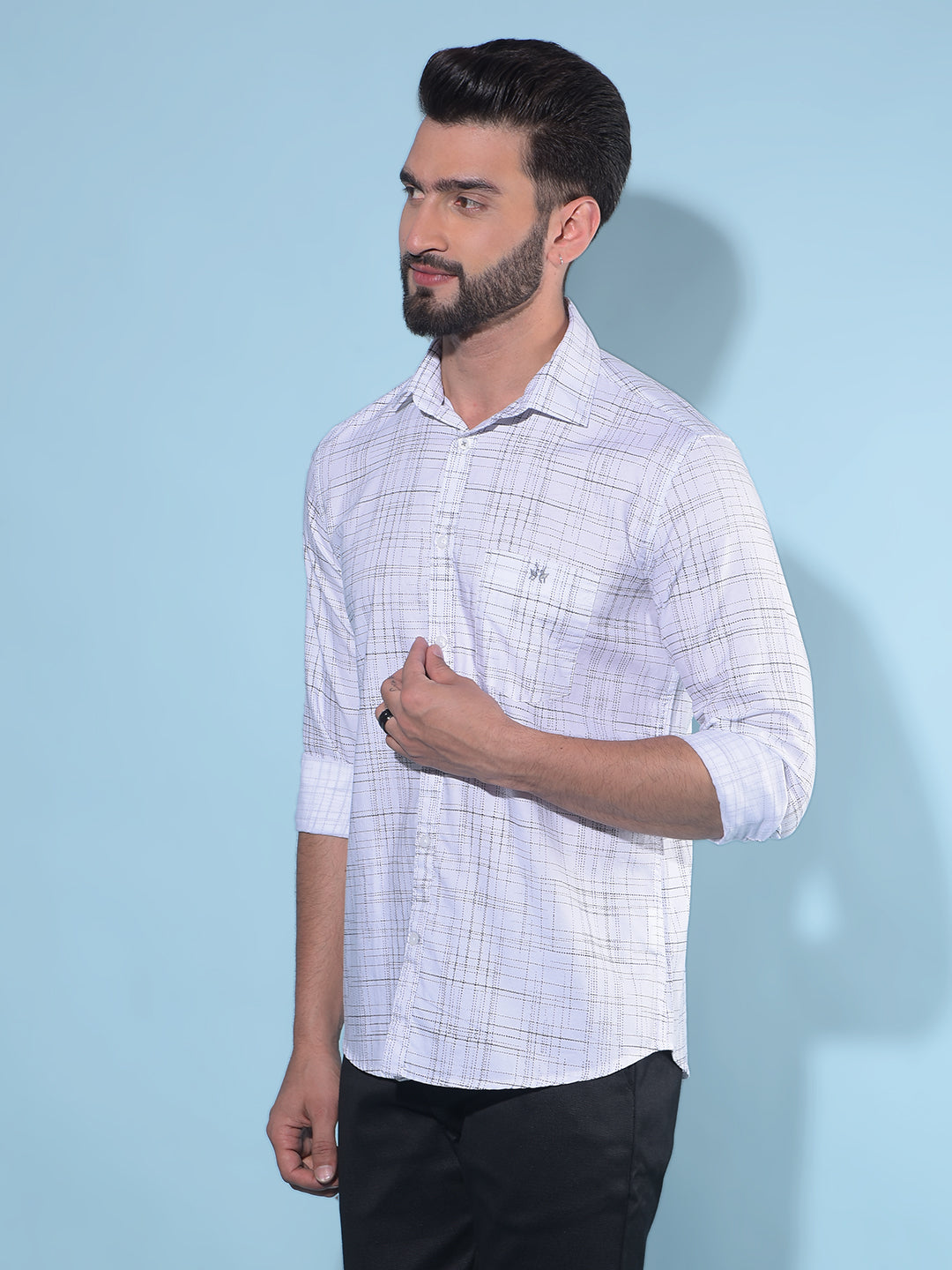 White Printed 100% Cotton Shirt-Men Shirts-Crimsoune Club