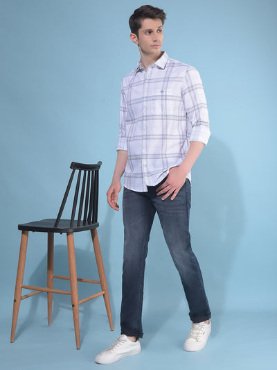 White Plain Check 100% Cotton Shirt-Men Shirts-Crimsoune Club