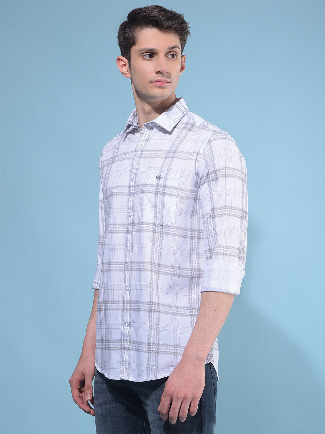 White Plain Check 100% Cotton Shirt-Men Shirts-Crimsoune Club