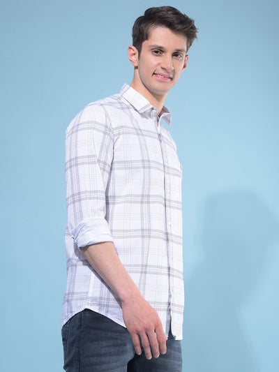 White Plain Check 100% Cotton Shirt-Men Shirts-Crimsoune Club