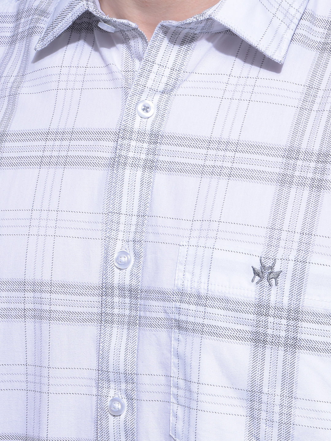 White Plain Check 100% Cotton Shirt-Men Shirts-Crimsoune Club