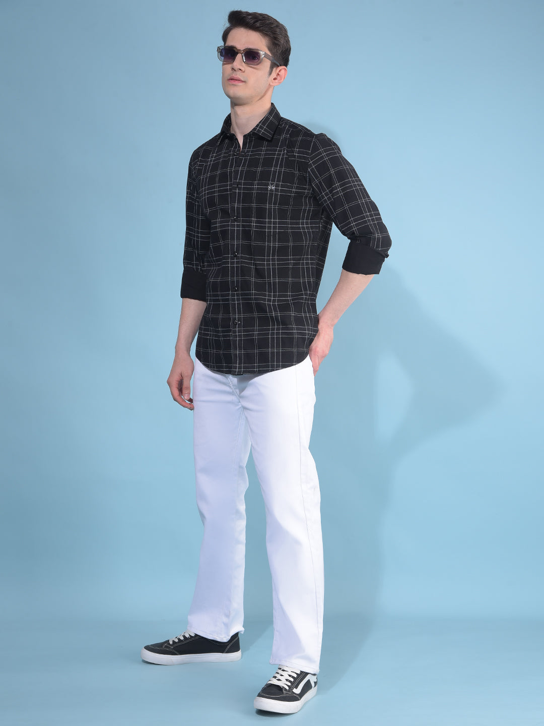 Black Tartan Check 100% Cotton Shirt-Men Shirts-Crimsoune Club