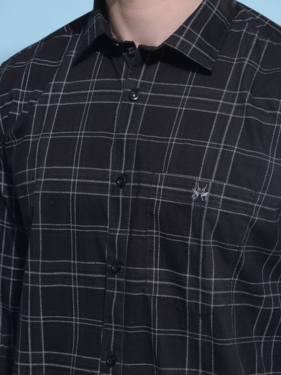 Black Tartan Check 100% Cotton Shirt-Men Shirts-Crimsoune Club