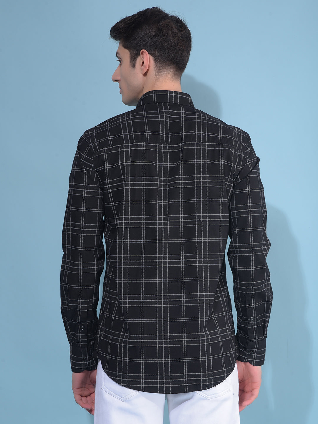 Black Tartan Check 100% Cotton Shirt-Men Shirts-Crimsoune Club