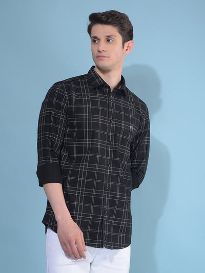 Black Tartan Check 100% Cotton Shirt-Men Shirts-Crimsoune Club