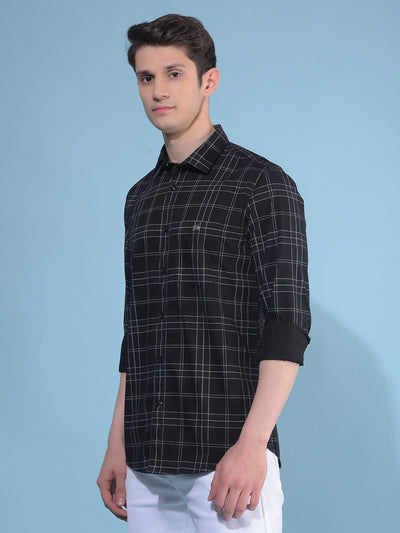 Black Tartan Check 100% Cotton Shirt-Men Shirts-Crimsoune Club