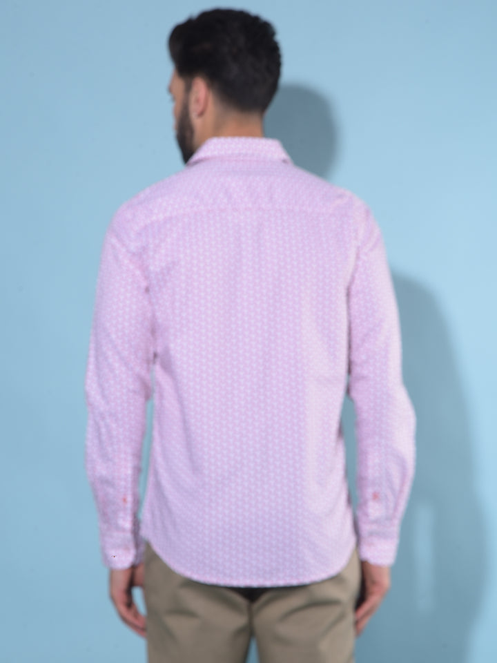 Peach Printed 100% Cotton Shirt-Men Shirts-Crimsoune Club