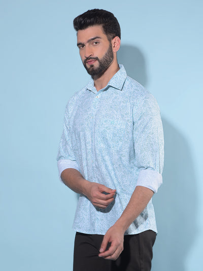 Blue Floral Print 100% Cotton Shirt-Men Shirts-Crimsoune Club