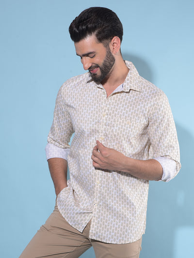 Yellow Printed 100% Cotton Shirt-Men Shirts-Crimsoune Club