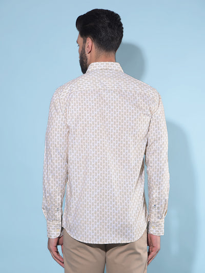 Yellow Printed 100% Cotton Shirt-Men Shirts-Crimsoune Club