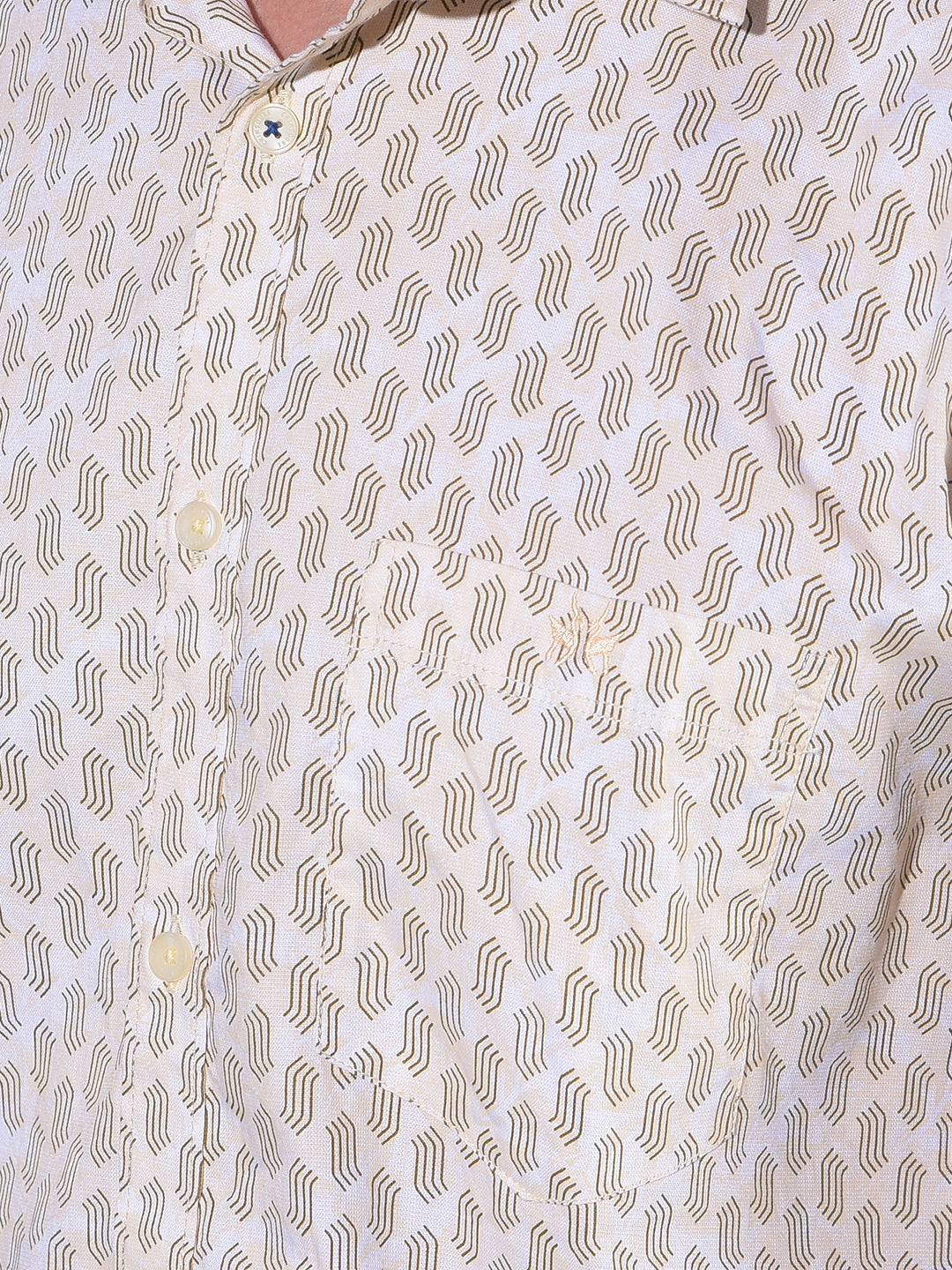 Yellow Printed 100% Cotton Shirt-Men Shirts-Crimsoune Club