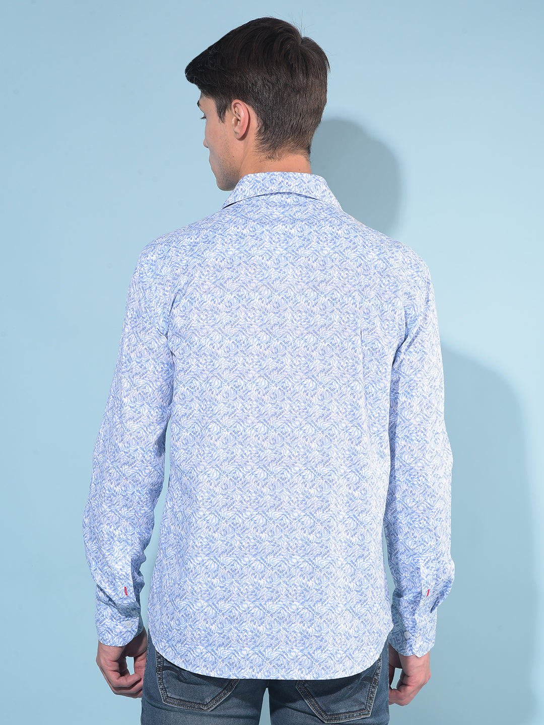 Blue Printed 100% Cotton Shirt-Men Shirts-Crimsoune Club